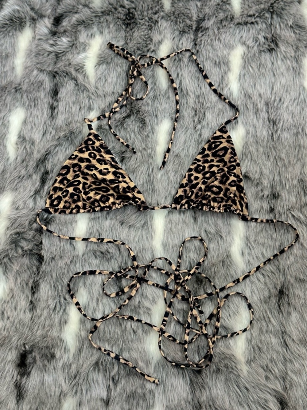 Inamorata Las Olas bikini wrap Top in Leopard sz small S - Picture 3 of 5